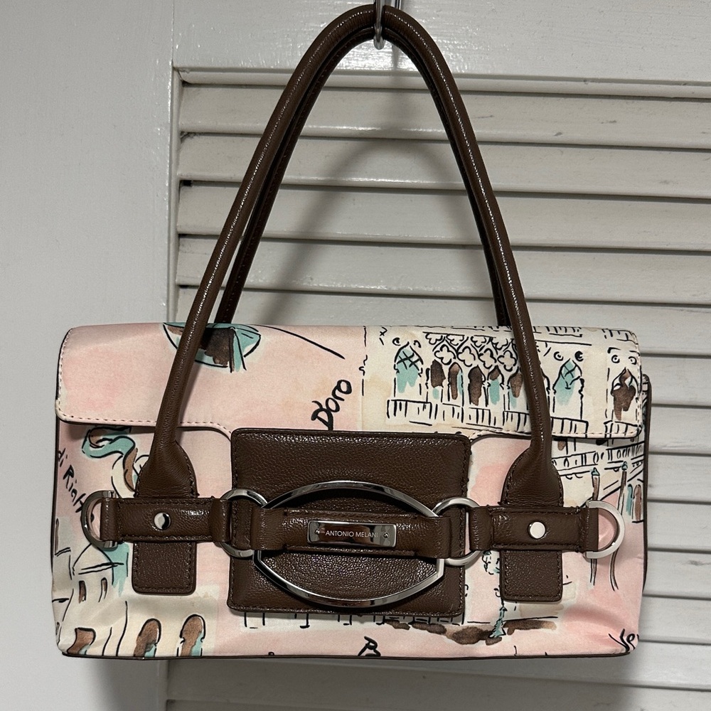 ANTONIO MELANI Pink and Brown Shoulder Bag